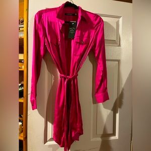 Beautiful pink satin Ralph Louren button up dress.